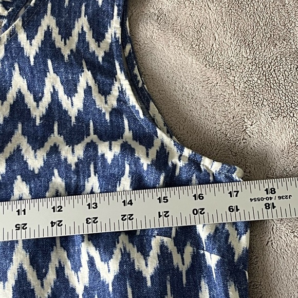 J. Crew Linen Blend Ikat Chevron Sleeveless Bow Back Ruffled Hem Shift Dress S - Picture 10 of 12